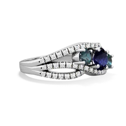 Sapphire Three Stone Aurora 14K White Gold ring R3080