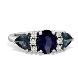 Sapphire Antique Style Three Stone 14K White Gold ring R2186