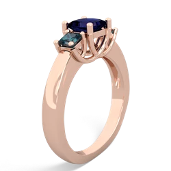 Sapphire Three Stone Trellis 14K Rose Gold ring R4015