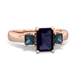 Sapphire Three Stone Emerald-Cut Trellis 14K Rose Gold ring R4021