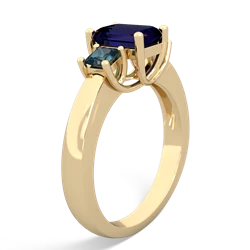 Sapphire Three Stone Emerald-Cut Trellis 14K Yellow Gold ring R4021