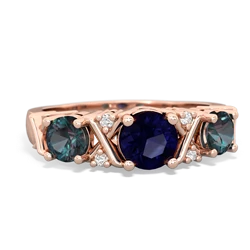 Sapphire Hugs And Kisses 14K Rose Gold ring R5016