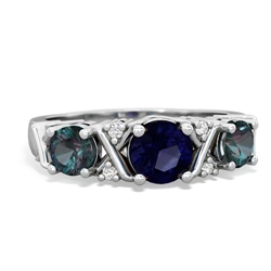 Sapphire Hugs And Kisses 14K White Gold ring R5016