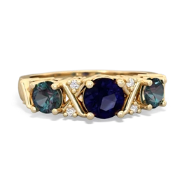 Sapphire Hugs And Kisses 14K Yellow Gold ring R5016