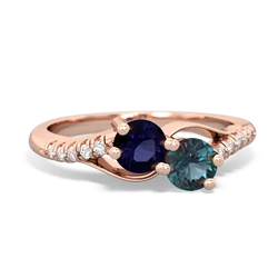 Sapphire Infinity Pave Two Stone 14K Rose Gold ring R5285