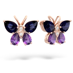 Sapphire Butterfly 14K Rose Gold earrings E2215