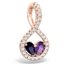 Sapphire Pave Twist 'One Heart' 14K Rose Gold pendant P5360