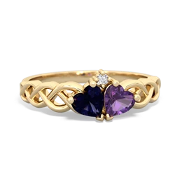 Sapphire Heart To Heart Braid 14K Yellow Gold ring R5870