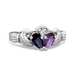 Sapphire 'Our Heart' Claddagh 14K White Gold ring R2388