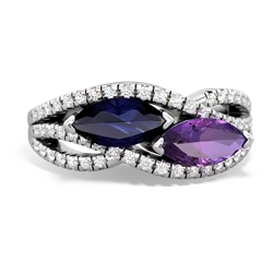 Sapphire Diamond Rivers 14K White Gold ring R3070