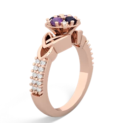 Sapphire Celtic Knot Cluster Engagement 14K Rose Gold ring R26443RD