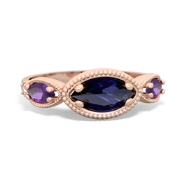 Sapphire Milgrain Marquise 14K Rose Gold ring R5700