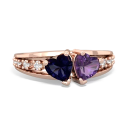 Sapphire Heart To Heart 14K Rose Gold ring R3342