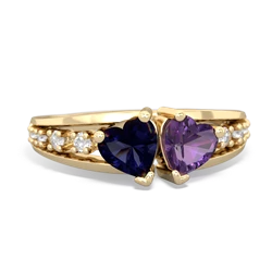 Sapphire Heart To Heart 14K Yellow Gold ring R3342