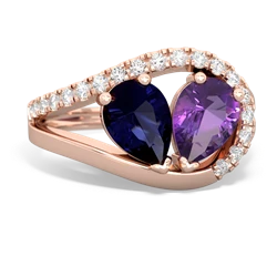 Sapphire Nestled Heart Keepsake 14K Rose Gold ring R5650