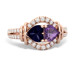 Sapphire Art-Deco Keepsake 14K Rose Gold ring R5630