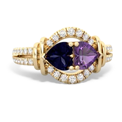 Sapphire Art-Deco Keepsake 14K Yellow Gold ring R5630