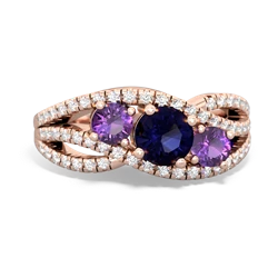 Sapphire Three Stone Aurora 14K Rose Gold ring R3080