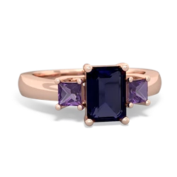 Sapphire Three Stone Emerald-Cut Trellis 14K Rose Gold ring R4021