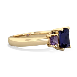 Sapphire Three Stone Emerald-Cut Trellis 14K Yellow Gold ring R4021