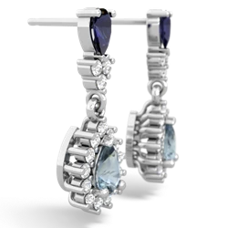 Sapphire Halo Pear Dangle 14K White Gold earrings E1882