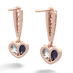 Sapphire Filligree Heart 14K Rose Gold earrings E5070