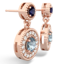 Sapphire Halo Dangle 14K Rose Gold earrings E5319