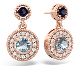 Sapphire Halo Dangle 14K Rose Gold earrings E5319