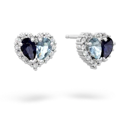 Sapphire Halo 14K White Gold earrings E7008