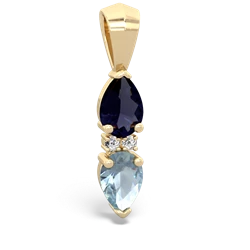 Sapphire Bowtie Drop 14K Yellow Gold pendant P0865