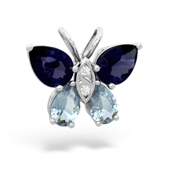 Sapphire Butterfly 14K White Gold pendant P2215