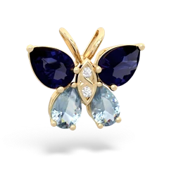 Sapphire Butterfly 14K Yellow Gold pendant P2215