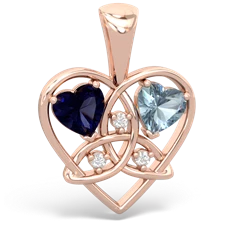 Sapphire Celtic Trinity Heart 14K Rose Gold pendant P5331