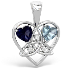 Sapphire Celtic Trinity Heart 14K White Gold pendant P5331