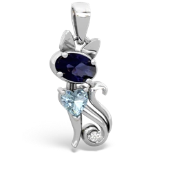 Sapphire Kitten 14K White Gold pendant P5780