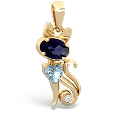 Sapphire Kitten 14K Yellow Gold pendant P5780