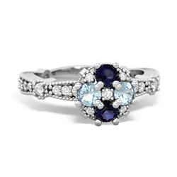 Sapphire Sparkling Tiara Cluster 14K White Gold ring R26293RD