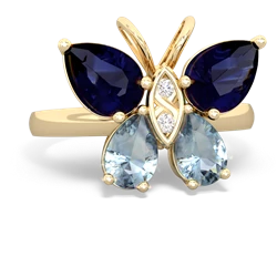 Sapphire Butterfly 14K Yellow Gold ring R2215