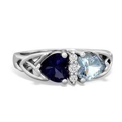 Sapphire Celtic Knot Double Heart 14K White Gold ring R5040