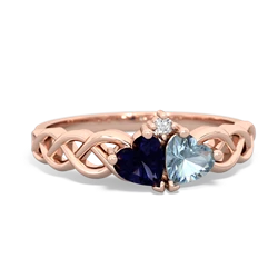 Sapphire Heart To Heart Braid 14K Rose Gold ring R5870