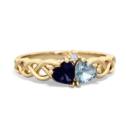 Sapphire Heart To Heart Braid 14K Yellow Gold ring R5870