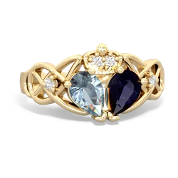 Sapphire 'One Heart' Celtic Knot Claddagh 14K Yellow Gold ring R5322