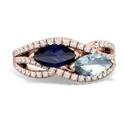 Sapphire Diamond Rivers 14K Rose Gold ring R3070