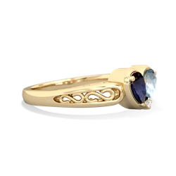 Sapphire Filligree 'One Heart' 14K Yellow Gold ring R5070