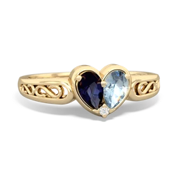 Sapphire Filligree 'One Heart' 14K Yellow Gold ring R5070