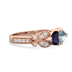 Sapphire Diamond Butterflies 14K Rose Gold ring R5601