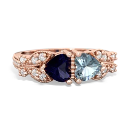 Sapphire Diamond Butterflies 14K Rose Gold ring R5601