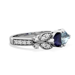 Sapphire Diamond Butterflies 14K White Gold ring R5601