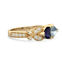 Sapphire Diamond Butterflies 14K Yellow Gold ring R5601