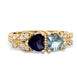 Sapphire Diamond Butterflies 14K Yellow Gold ring R5601